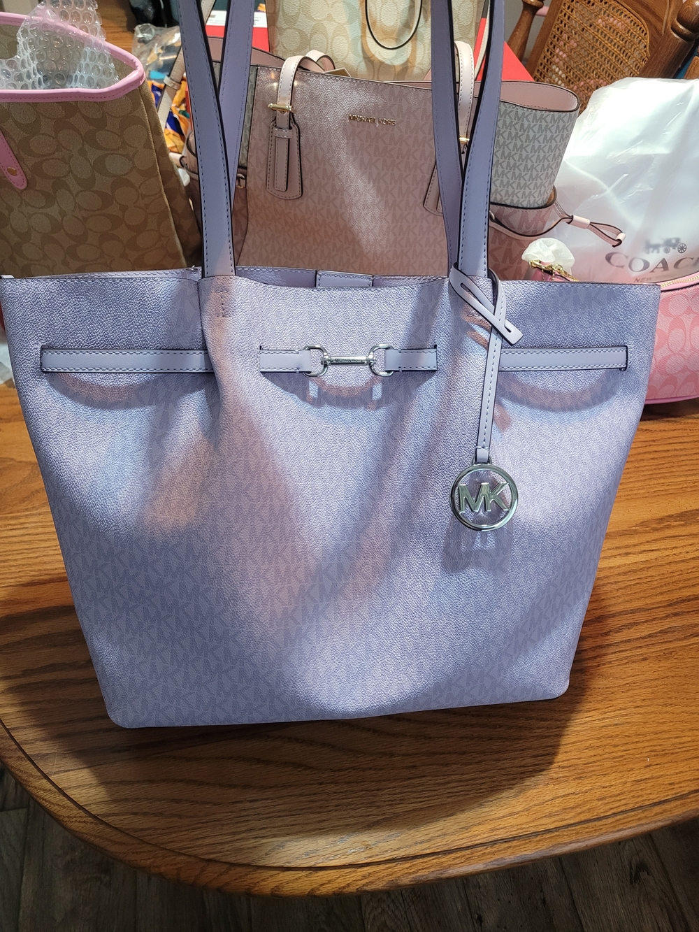 Michael Kors Lavender Signature Tote with MK Charm